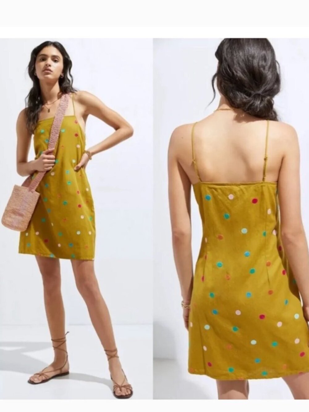 Corey Lynn Calter Polka Dot Dress Cotton Linen Size XS